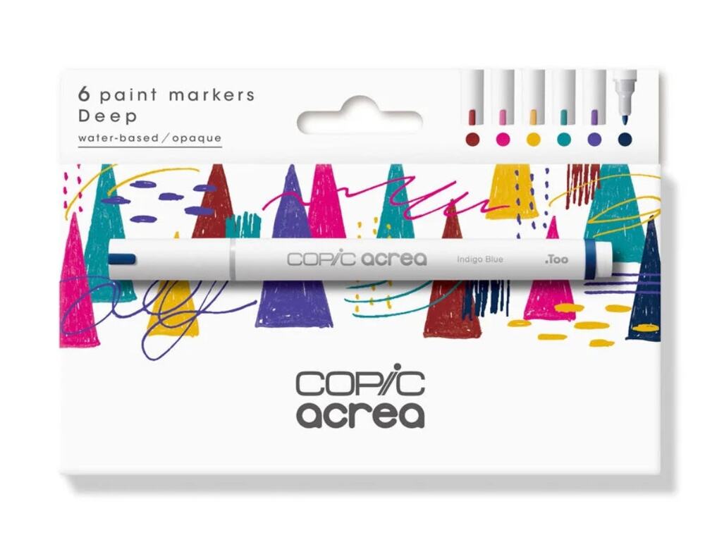 COPIC acrea Deep 6 Paint Marker Set Opaque Water Based NEW